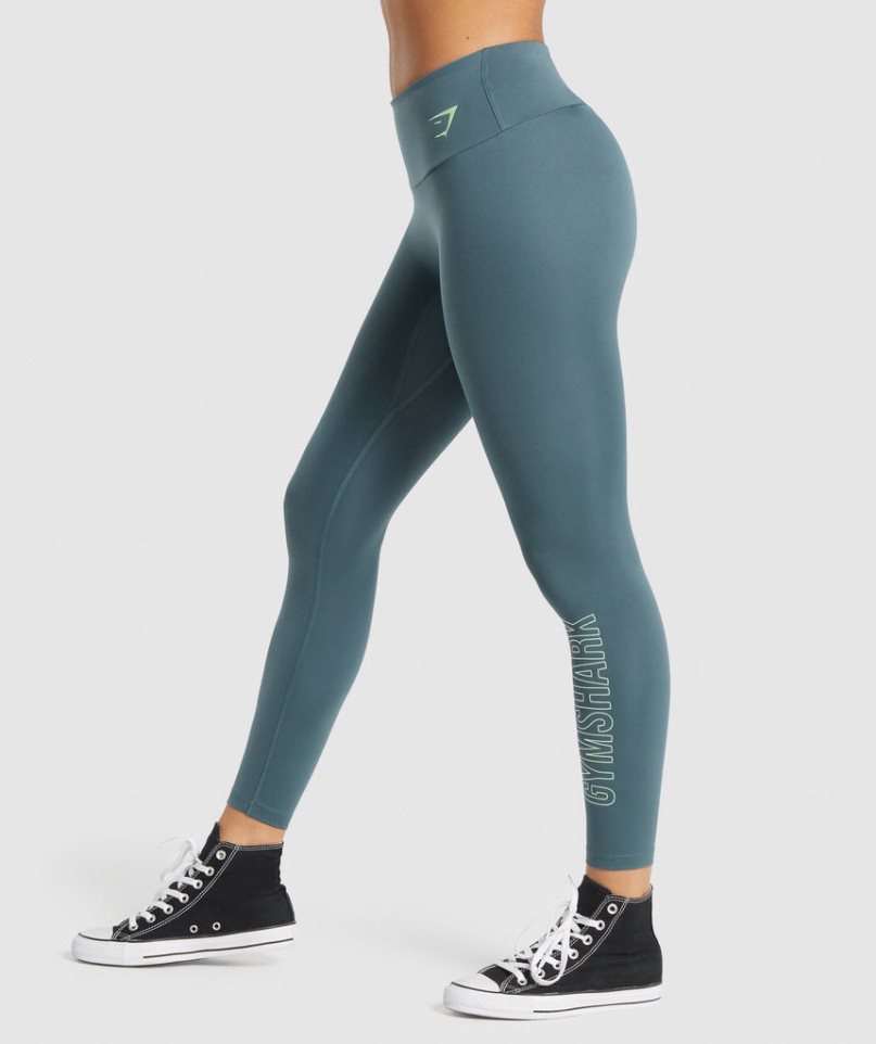 Legginsy Gymshark Treningowe Grafiką Damskie Granatowe | PL 843IST